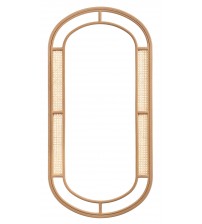 Masifart Kisber Hasırlı Bambu Kavisli Boy Ayna Cilasız Ham