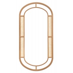 Masifart Kisber Hasırlı Bambu Kavisli Boy Ayna Cilasız Ham