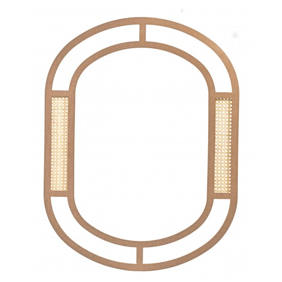 Masifart Serpens Hasırlı Bambu Kavisli Ayna Cilasız Ham