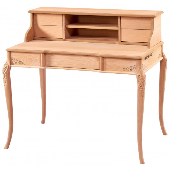 Masifart Brooke İpek Oymalı 110 cm Raflı Çalışma Masası Cilasız