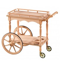 Masifart Ivory Büyük Teker Servis Arabası Cilasız Ham