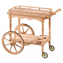 Masifart Ivory Büyük Teker Servis Arabası Cilasız Ham