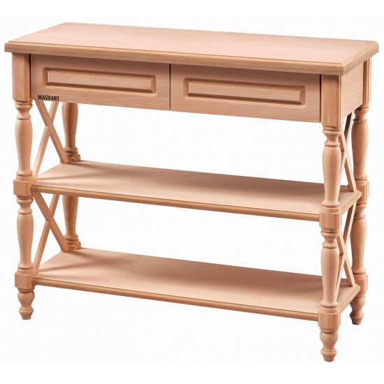 Masifart Lawer Çarpı Tornalı Katlı Dresuar Cilasız Ham