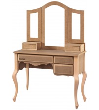 Masifart Mauriti 3 Çekmeceli Lükens Makyaj Masası Cilasız Ham