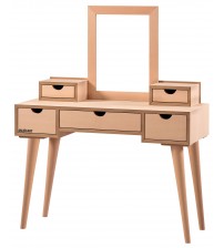 Masifart Ocie Retro Makyaj Masası Cilasız Ham