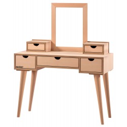 Masifart Ocie Retro Makyaj Masası Cilasız Ham