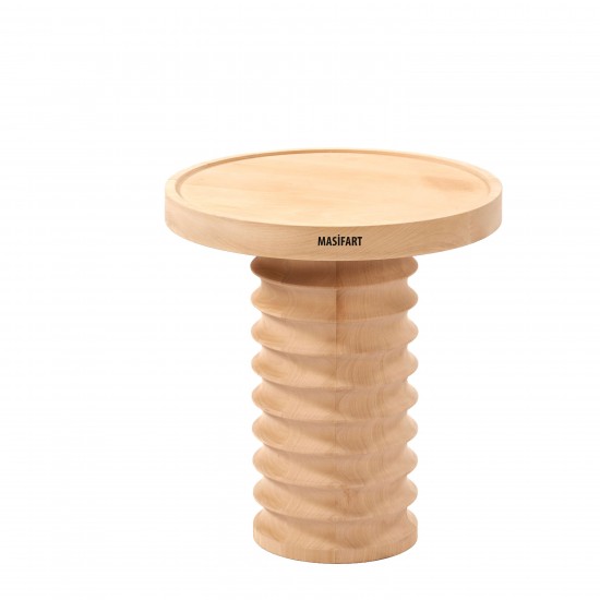 Masifart Sistre Oluklu Yan Sehpa Cilasız Ham