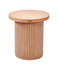 Masifart Marcella Kayın Çizgili Yan Sehpa Cilasız Ham