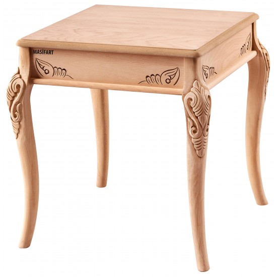 Masifart Allda İpek Oymalı Yan Sehpa Cilasız Ham