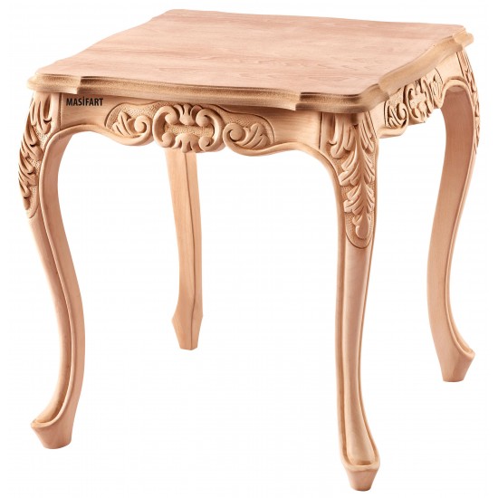 Masifart Marcena Çiçek Yan Sehpa Cilasız Ham