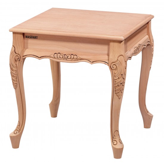 Masifart Rogat Nil Lükens Oymalı Yan Sehpa Cilasız Ham