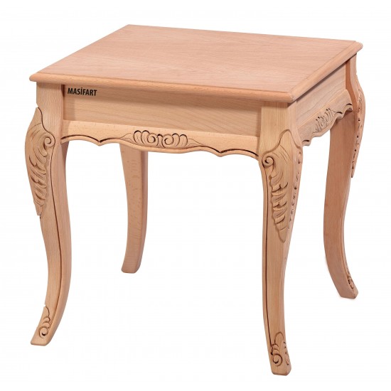 Masifart Varro Nil Rustik Oymalı Yan Sehpa Cilasız Ham