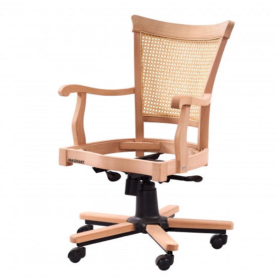 Masifart Beta Hasırlı Şerif Döner Koltuk Cilasız Ham