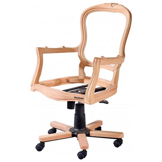 Masifart Field Oymalı Döner Koltuk Cilasız Ham