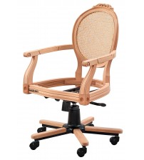 Masifart Katerina Hasırlı Madalyon Oymalı Döner Koltuk Cilasız Ham