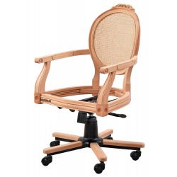 Masifart Katerina Hasırlı Madalyon Oymalı Döner Koltuk Cilasız Ham