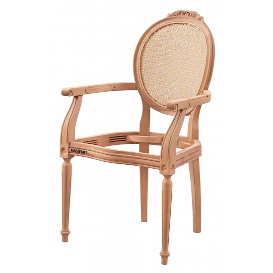 Masifart Columba Hasırlı Oymalı Tornalı Berjer Cilasız Ham