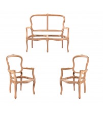 Masifart Virl Etek Oymalı Çay Takımı Cilasız Ham