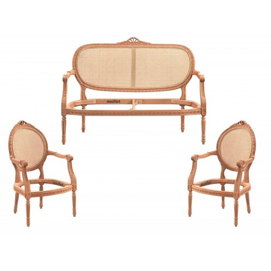 Masifart Amandi Hasırlı Papatya Çay Takımı Cilasız Ham