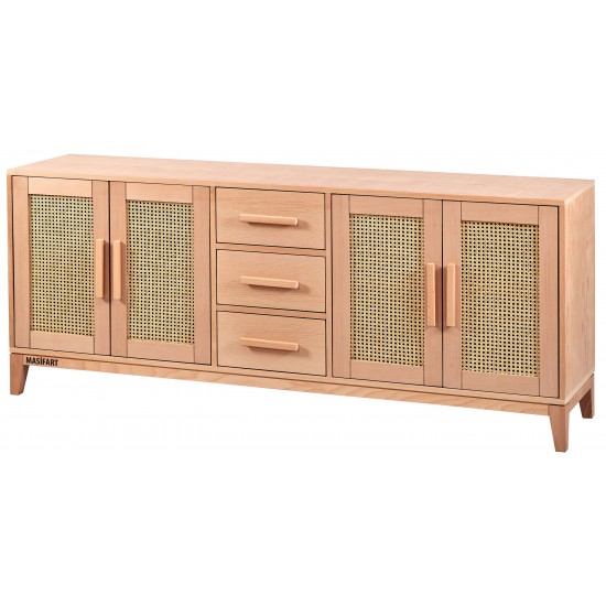 Masifart Iupiter Hasırlı Çekmeceli Konik Konsol Cilasız Ham