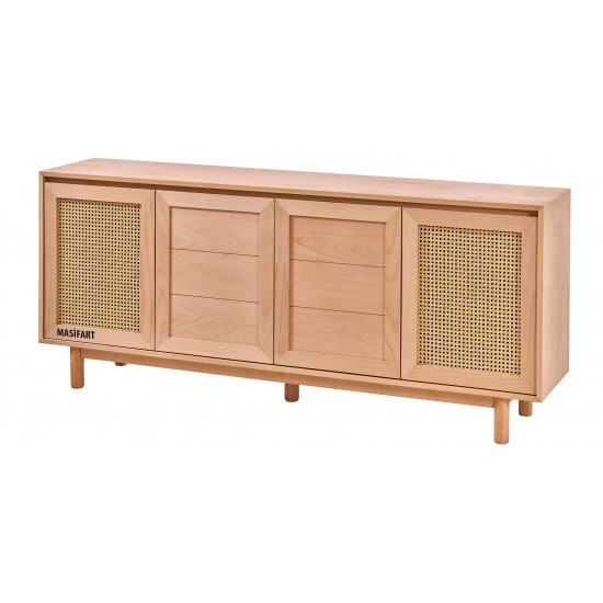 Masifart Arca Hasırlı 200 Lük Abelya Kayın Konsol Cilasız Ham