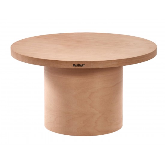 Masifart Fricare Kayın Silindir Orta Sehpa Cilasız Ham