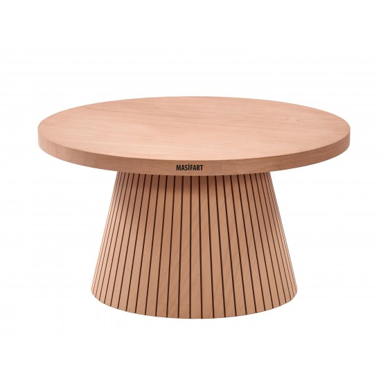 Masifart Wells Kayın Fıçı Çizgili Orta Sehpa Cilasız Ham