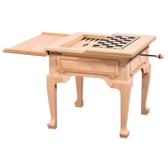 Masifart Gustel Kapaklı Küçük Tavla Sehpa Cilasız Ham