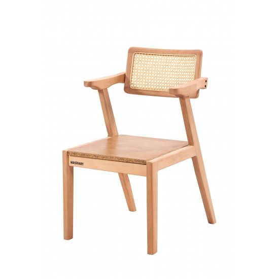 Masifart Anicet Hasırlı Zen Sandalye Cilasız Ham