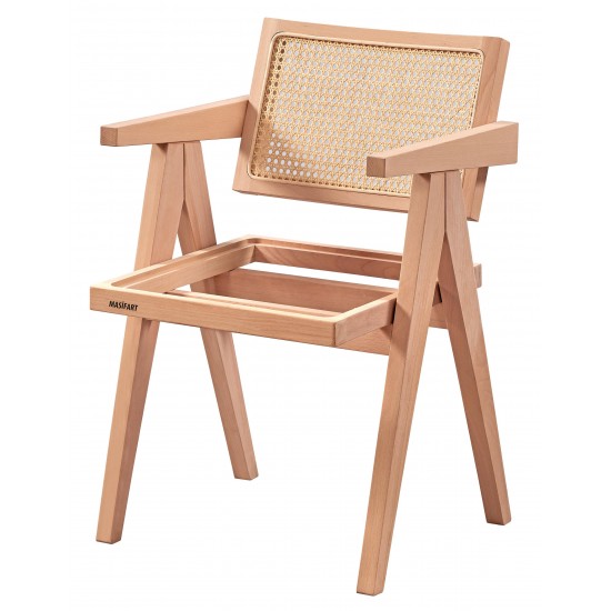 Masifart Cunobel Hasırlı Luna Sandalye Cilasız Ham