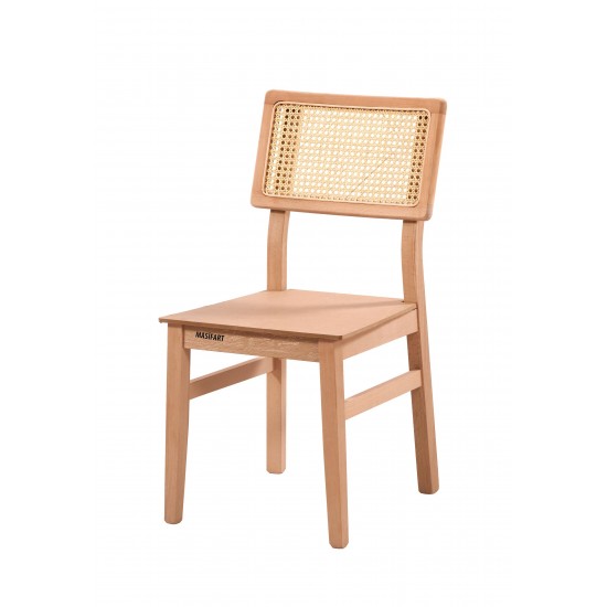 Masifart Lucida Hasırlı Lizbon Sandalye Cilasız Ham