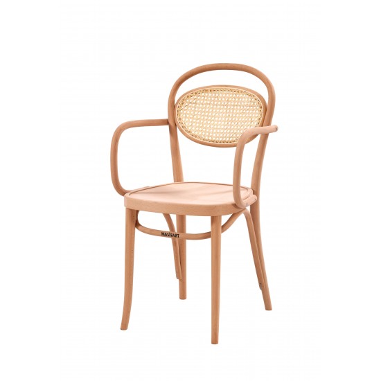 Masifart Faust Hasırlı Kollu Güneş Sandalye Cilasız Ham