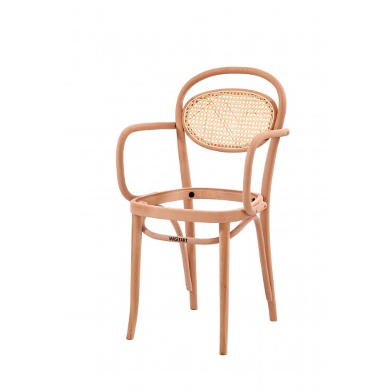 Masifart Klaudi Hasırlı Kollu Döşemeli Güneş Sandalye Cilasız Ham