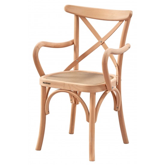 Masifart Titulus Tonet Çapraz Döşemeli Kollu Sandalye Cilasız Ham