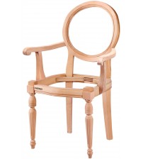 Masifart Hera Yuvarlak Kollu Sandalye Cilasız Ham