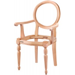 Masifart Hera Yuvarlak Kollu Sandalye Cilasız Ham