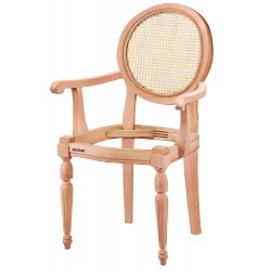 Masifart Arminta Hasırlı Yuvarlak Kollu Sandalye Cilasız Ham