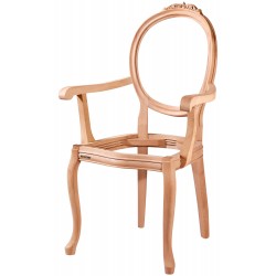 Masifart Florenti Madalyon Oymalı Kollu Sandalye Cilasız Ham