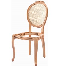 Masifart Marcell Hasırlı Madalyon Oymalı Sandalye Cilasız Ham