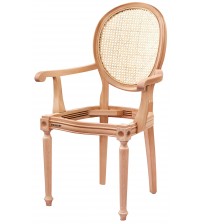 Masifart Apoll Hasırlı Tornalı Kollu Sandalye Cilasız Ham