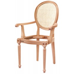 Masifart Apoll Hasırlı Tornalı Kollu Sandalye Cilasız Ham