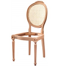 Masifart Bellat Hasırlı Tornalı Oymalı Sandalye Cilasız Ham