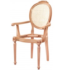 Masifart Castrum Hasırlı Tornalı Oymalı Kollu Sandalye Cilasız Ham