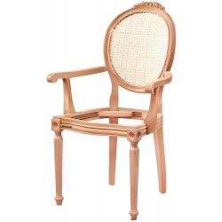 Masifart Castrum Hasırlı Tornalı Oymalı Kollu Sandalye Cilasız Ham