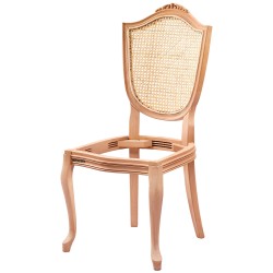 Masifart Hermet Hasırlı Kupa Oymalı Sandalye Cilasız Ham