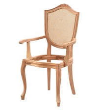 Masifart Kriste Hasırlı Kupa Oymalı Kollu Sandalye Cilasız Ham