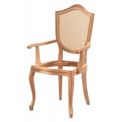 Masifart Kriste Hasırlı Kupa Oymalı Kollu Sandalye Cilasız Ham