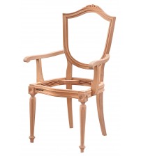 Masifart Adauto Kupa Oymalı Tornalı Kollu Sandalye Cilasız Ham