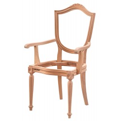 Masifart Adauto Kupa Oymalı Tornalı Kollu Sandalye Cilasız Ham