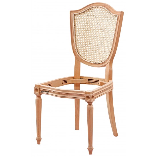 Masifart Hilaris Hasırlı Kupa Tornalı Sandalye Cilasız Ham